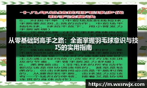 从零基础到高手之路：全面掌握羽毛球意识与技巧的实用指南